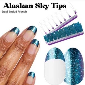 Color Street Alaskan Sky Tips - Glittery Blue French Nail Strips